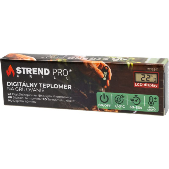 Strend Pro Grill termometrs, salokāms, digitāls, ēdiena gatavošanai un grilēšanai, 11,5x2,7x1,65 cm