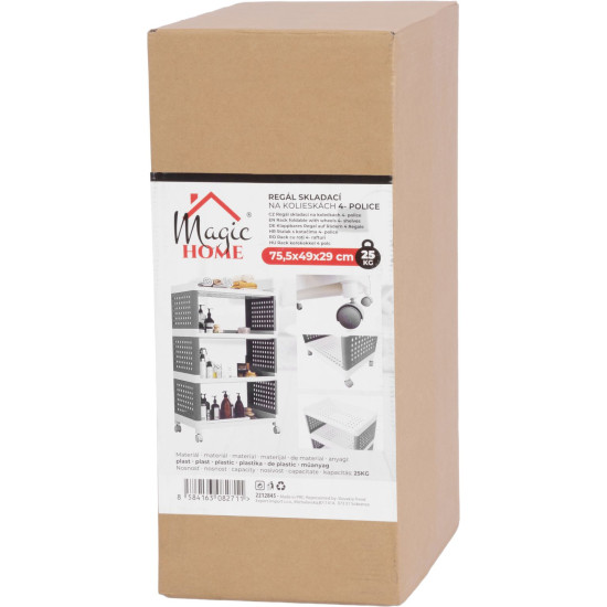 MagicHome Rolly shelf, plastic, 4 shelves, 49x29x75.5 cm, on wheels