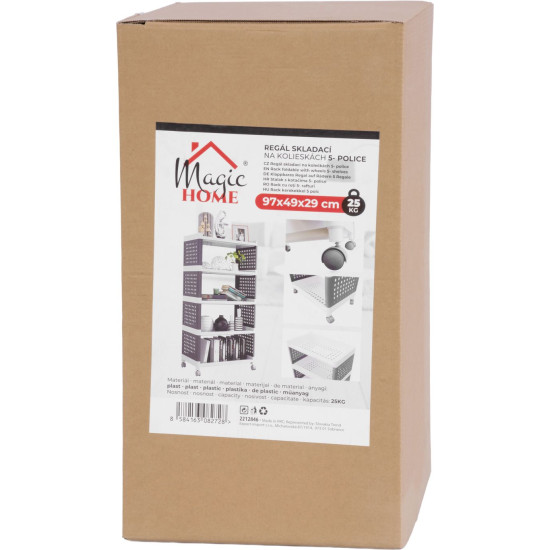 MagicHome Rolly shelf, plastic, 5 shelves, 49x29x97 cm, on wheels