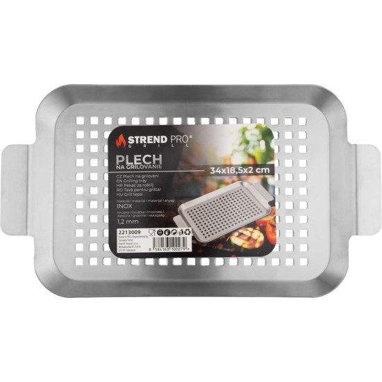 Paplātne Strend Pro grilam, nerūsējošais tērauds, 34x18.5x2 cm