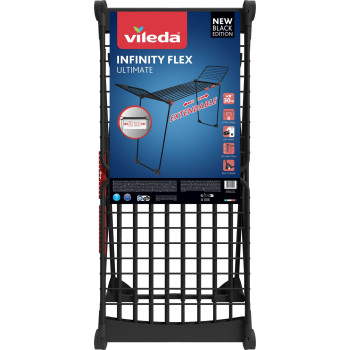 Vileda Infinity FLEX veļas žavētājs, melna, salokāma, 30 m