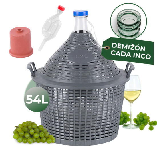Demijohn Cada Inco 54 lit, glass/plastic, 650x520/405 mm