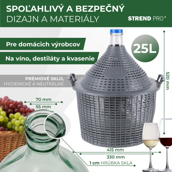 Demijohn саdа Inсo 25 л, стекло/пластик, 520x415/330 мм