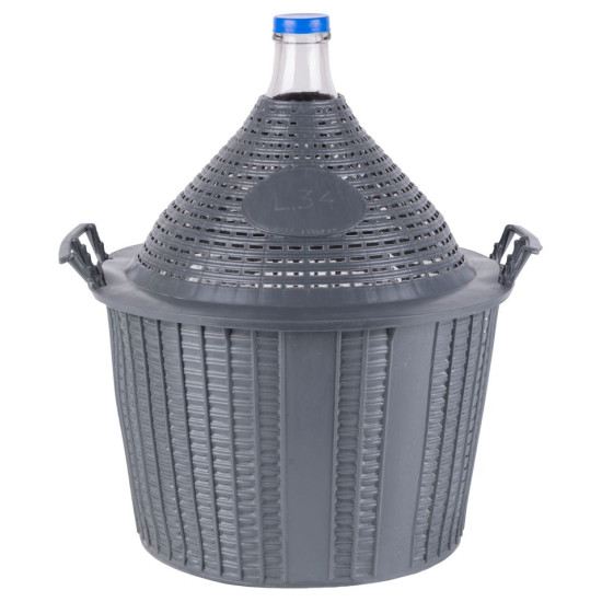 Demijohn саdа Inсo 34 lit, Бутыль для вина в корзине стекло/пластик, 570x460/355 мм