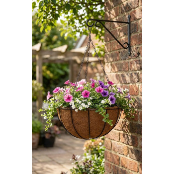 Цветочный горшок Strend Pro LC-CocoH-23, 30x30x14 см, подвесной, сталь/кокос, подвесной, с цепочкой и крюком