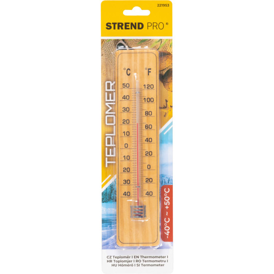 Wooden thermometer TMM-032 Woody, 220x50x13 mm