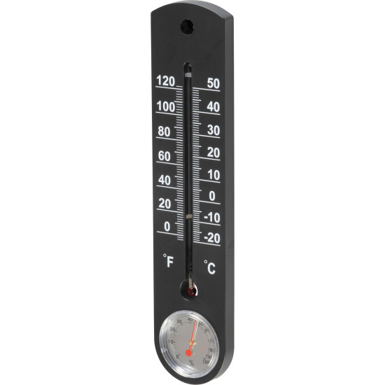 Plastic thermometer TMS-055 BlackBar, 250x55x12 mm, hygrometer