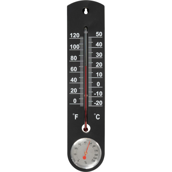 Plastic thermometer TMS-055 BlackBar, 250x55x12 mm, hygrometer