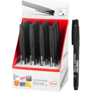 Permanent marker Strend Pro Permanent, thin, 12pcs, black