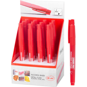 Permanent marker Strend Pro Permanent, thin, 12pcs, red