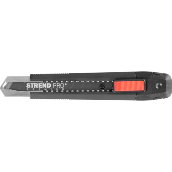 Нож с отламывающимся лезвием Strend Pro Premium, BlackMatt, SoftTouch, 18 мм, black-line