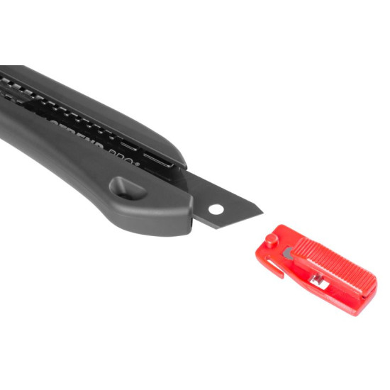 Нож с отламывающимся лезвием Strend Pro Premium, BlackMatt, SoftTouch, 18 мм,  black-line