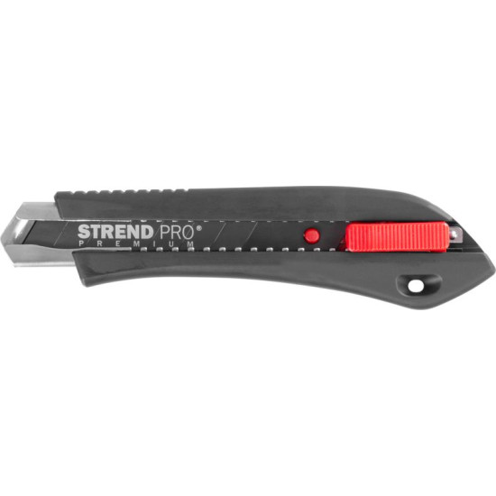 Нож с отламывающимся лезвием Strend Pro Premium, BlackMatt, SoftTouch, 18 мм,  black-line