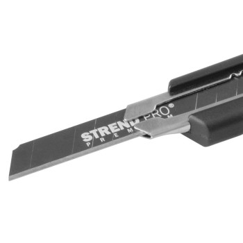 Нож с отламывающимся лезвием Strend Pro Premium, BlackMatt, SoftTouch, 9 мм, black-line Нож с отламывающимся лезвием Strend Pro Premium, BlackMatt, SoftTouch, 9 мм, black-line