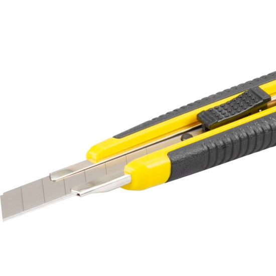 Snap-off blade knife 18mm Strend Pro, piston-valve control, 24pcs in sellbox