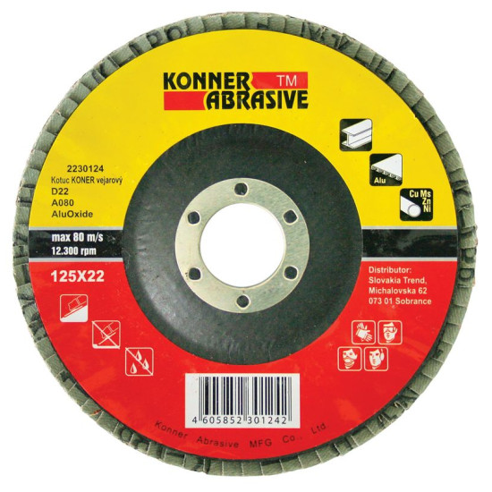Disc KONNER 115x22 mm, A060, AluOxide serrated