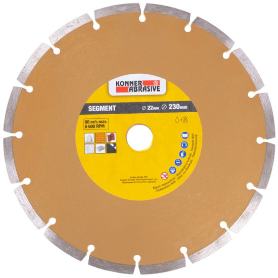 Dimanta griešanas disks KONNER 230, sausai griešanai Dimanta griešanas disks KONNER 230, sausai griešanai