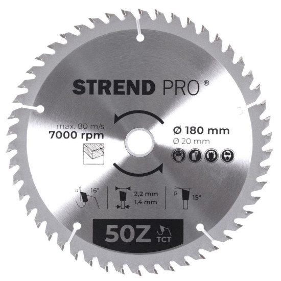 Disc Strend Pro TCT 180x2.2x20/16 mm 50T, for wood, saw