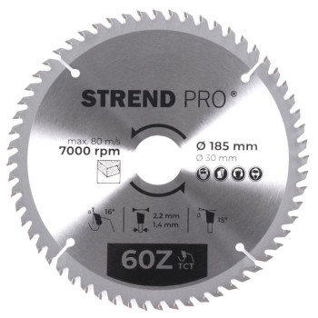 Disc Strend Pro TCT 185x2.2x30/20 mm 60T, for wood, saw