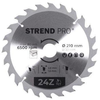 Disc Strend Pro TCT 210x2.6x30/20 mm 24T, for wood, saw