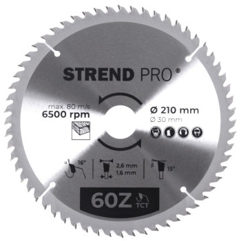 Disc Strend Pro TCT 210x2.6x30/20 mm 60T, for wood, saw