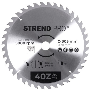 Cirkulāra zāģa ripa Strend Pro TCT 305x3,2x30/20 mm 40T