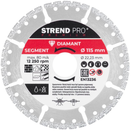 Диск Strend Pro Premium, 115 мм, алмазный, режущий, мульти