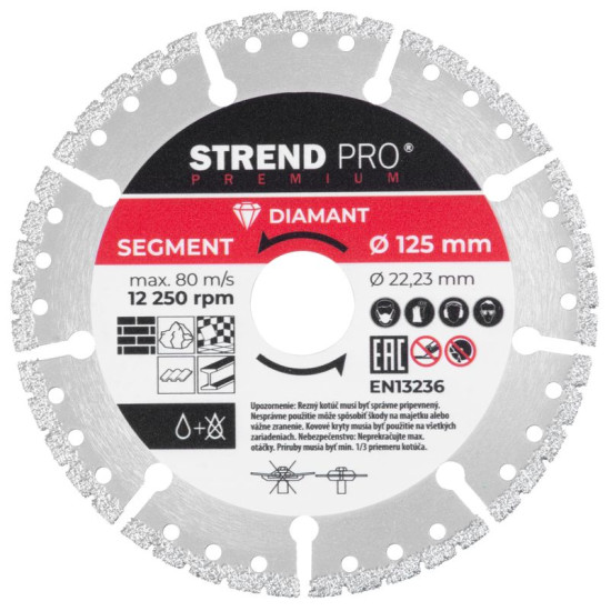 Strend Pro Premium disc, Vacuum brazed, 125 mm, diamond, cutting, multi