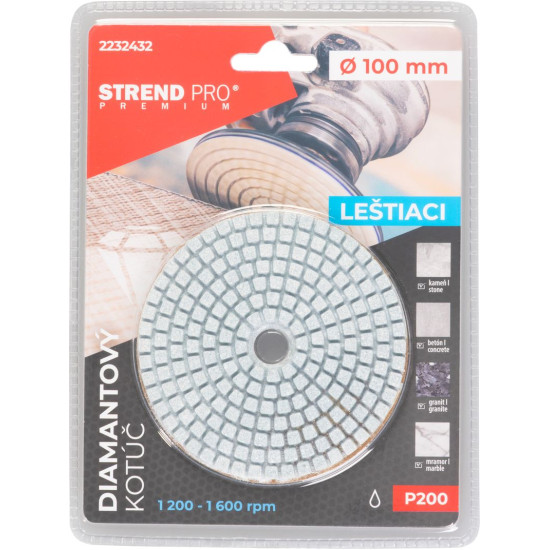 Blade Strend Pro Premium P200, 100 mm, polishing, diamond, Velcro, wet polishing grinding