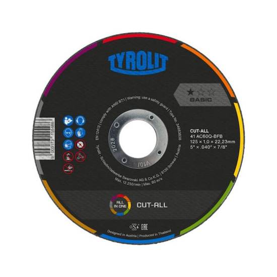 Tyrolit Blade 115x1,0mm, 41C, AC60Q-BFB, Universal, CUT-ALL, Basic * Tyrolit Blade 115x1,0mm, 41C, AC60Q-BFB, Universal, CUT-ALL, Basic *