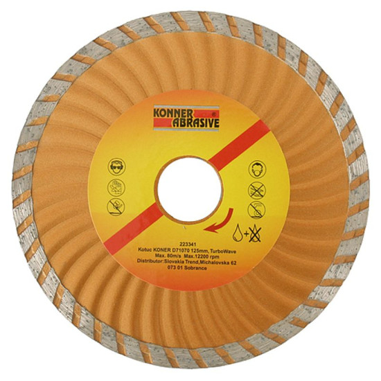 Dimanta griešanas disks KONNER 180mm, TURBOWAVE