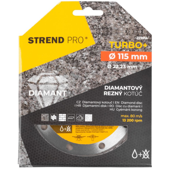 Dimanta griešanas disks 115 mm Strend Pro, Turbo + Dimanta griešanas disks 115 mm Strend Pro, Turbo +