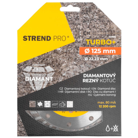 Dimanta griešanas disks 125 mm Strend Pro, Turbo + Dimanta griešanas disks 125 mm Strend Pro, Turbo +