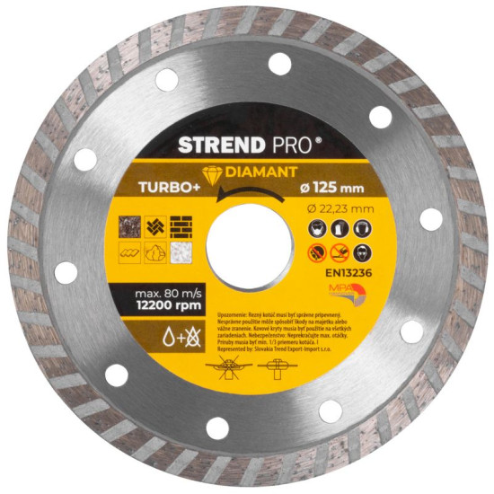 Dimanta griešanas disks 125 mm Strend Pro, Turbo + Dimanta griešanas disks 125 mm Strend Pro, Turbo +
