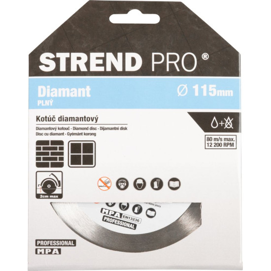 Dimanta griešanas disks 115 mm Strend Pro, ar dzesēšanu