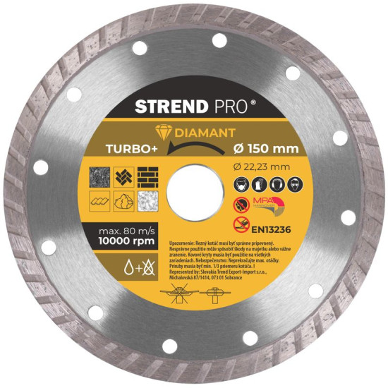 Dimanta griešanas disks 150 mm Strend Pro, Turbo +