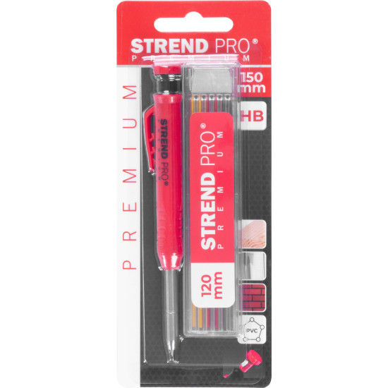 Strend Pro Premium zīmulis, ar klipsi, tērauda uzgalis, galdnieks, marķieris ar asināmo, ar 6 vadiem, komplekts