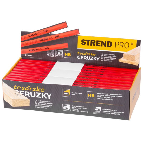 Strend Pro pencil, carpentry, 250 mm, square, black lead, Sellbox 72 pcs