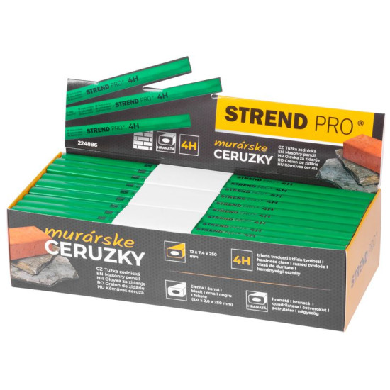 Strend Pro pencil, masonry, 250 mm, black lead, square, for stone, Sellbox 72 pcs