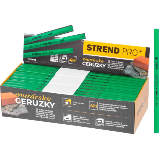 Strend Pro pencil, masonry, 250 mm, black lead, square, for stone, Sellbox 72 pcs
