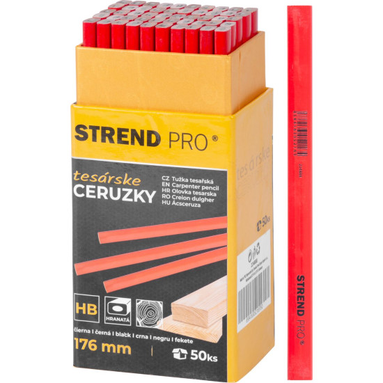 Strend Pro pencil, carpentry, 176 mm, square, black lead, Sellbox 50 pcs