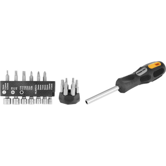 Набор отверток и насадок 19 шт. Strend Pro, биты SL-3, 5,5, 6,5 мм/PH0, PH1, PH2 TRX T10, T15