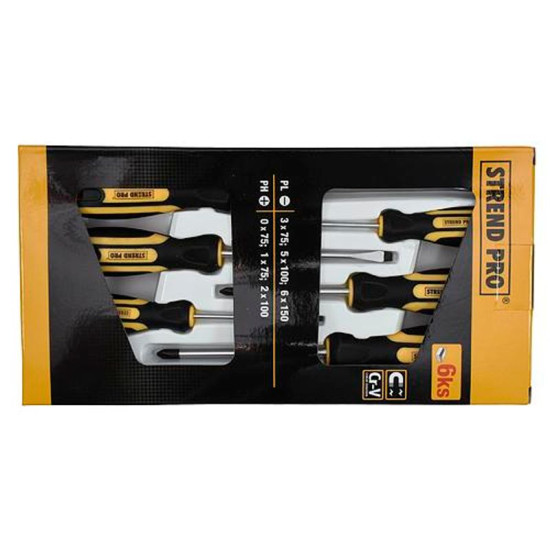 Skrūvgriežu komplekts 6gab Strend Pro: SL 3x75, 5x100, 6x150 mm / PH 0x75, 1x75, 2x100 mm