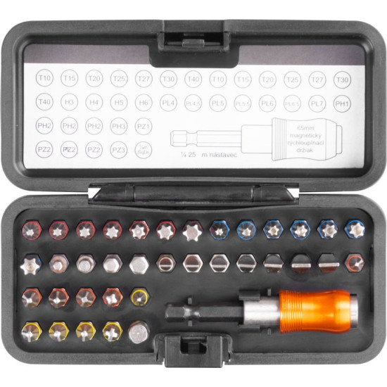 Uzgaļu komplekts 37gb Strend Pro, ar magnētisko turētāju, uzgaļi 25mm, S2