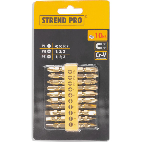Uzgaļu komplekts 10gab Strend Pro, uzgaļi 65mm, CrV, Goldenfish