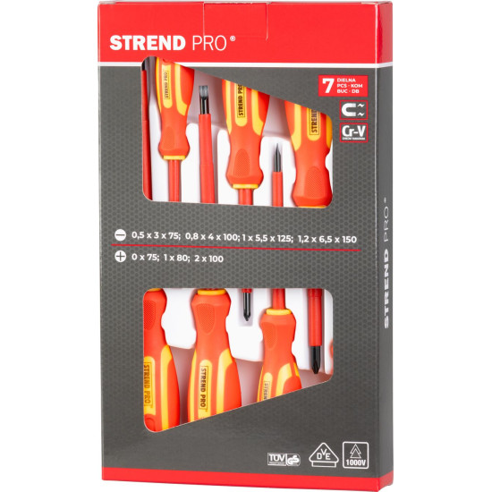 Набор диэлектрических отверток VDE 7 шт. Strend рro, VDE 1000V, сr-V