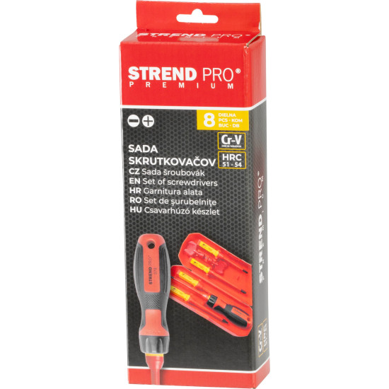 Skrūvgriežu komplekts Strend Pro, VDE 8 gab., plakans + Phillips, elektriķa ' S