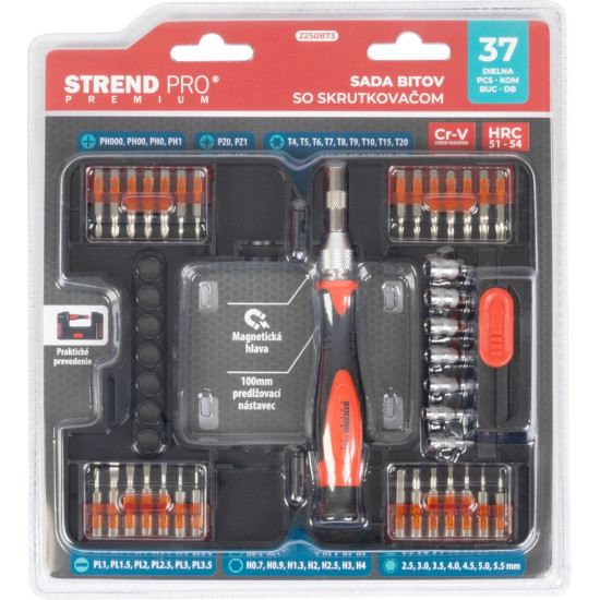 Набор отверток Strend Pro Premium, 37 пр, TX + SL + PH