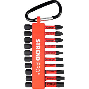Uzgaļu komplekts Strend Pro Premium, PH, PZ, TORX, S2 strength, 1/4", 50mm, 10 gab.