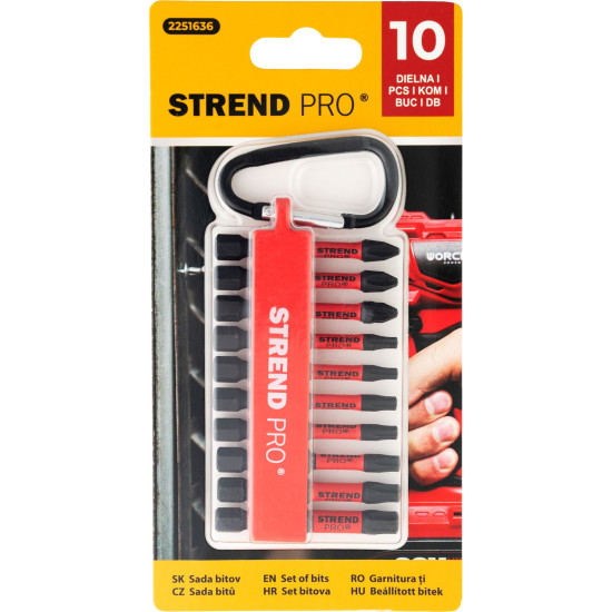 Strend Pro Premium bit set, PH, PZ, TORX, S2 strength, 1/4", 50mm, 10 pieces Strend Pro Premium bit set, PH, PZ, TORX, S2 strength, 1/4", 50mm, 10 pieces